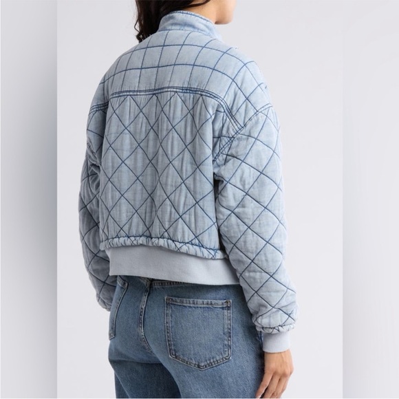 Blank NYC Light Blue Denim Quilted Jacket - Picture 2 of 12